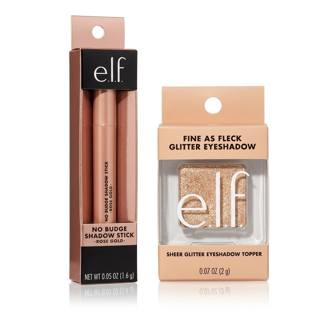 ELF No Budge Shadow Stick & Glitter Topper - Rose Gold and Black